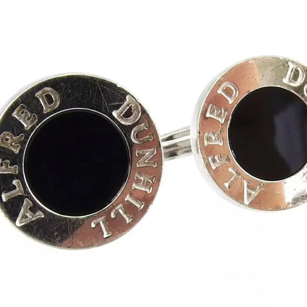 dunhill cuff logo button 925 Silver Authentic Used